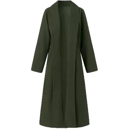 Women's Long Coat Overcoat Open Front Trench Coat Warm Winter Coat Long Sleeve with Pockets Oversize Black Army Green Gray - Image 4