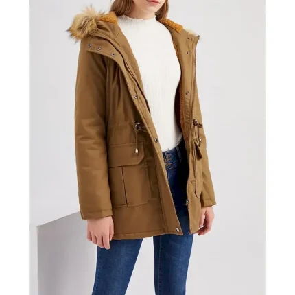 Women's Winter Coat Parka Warm Comfortable Zipper Pocket Fur Collar Casual Plain Vacation Daily Wear Going out Weekend Regular Hooded Regular Fit Long Sleeve Outerwear Black Wine Khaki Fall Winter - Image 4