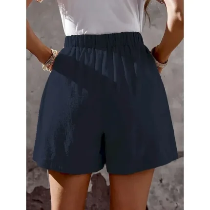 Women's Chinos Shorts Fashion Streetwear Basic Short High Waist Plain Pocket Elastic Waistband Comfy Soft Comfortable Micro-elastic Outdoor Vacation Street Navy Black White Summer Spring Regular Fit - Image 3