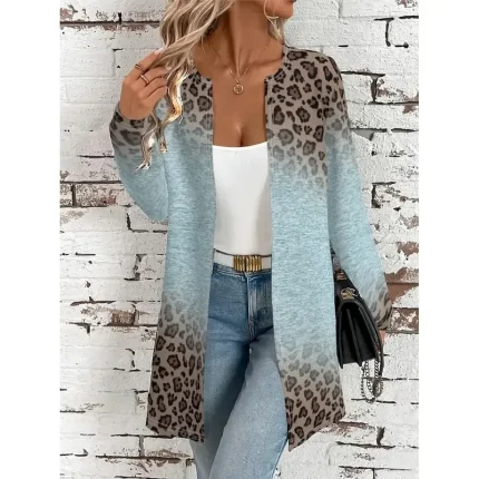 Women's Casual Jacket Comfortable Breathable Pocket Open Front Casual Boho Vintage Floral Casual Daily Wear Open Front Long Crewneck Regular Fit Long Sleeve Outerwear Blue Purple Spring Fall - Image 4