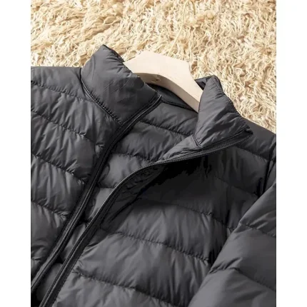 Women's Down Jacket Warm Comfortable Zipper Pocket Active Fashion Plain Street Daily Holiday Zipper Regular Stand Collar Regular Fit Long Sleeve Outerwear Black Wine Blue Fall Winter - Image 4
